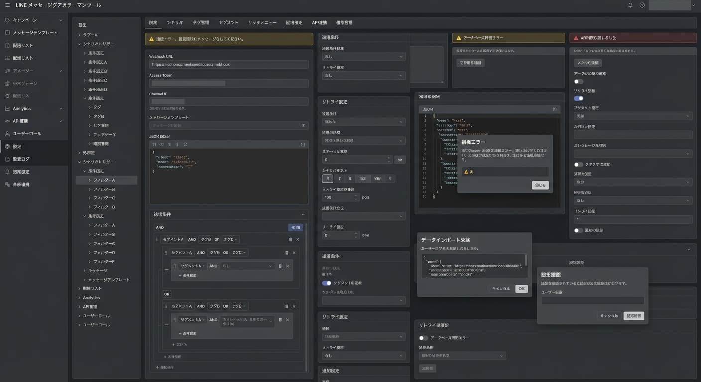 従来ツールの複雑な設定画面